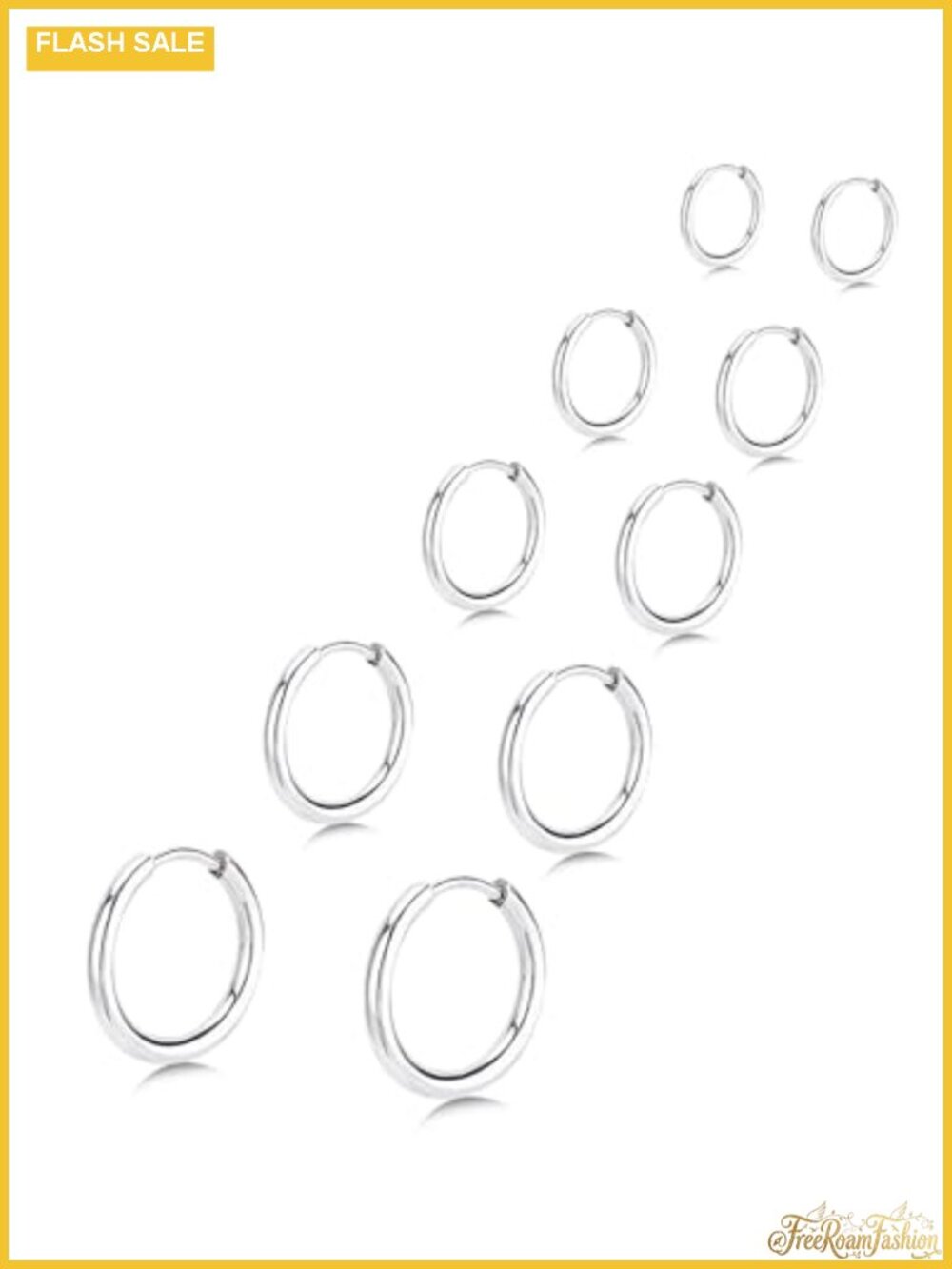 5 Pairs Stainless Steel Huggie Hoop Earrings for Women